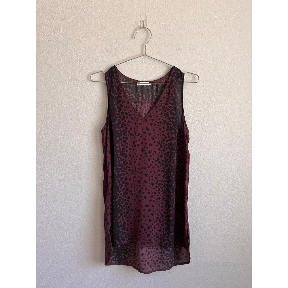 Vince Women's Silk Leopard Tunic Top in Wysteria Size SMALL